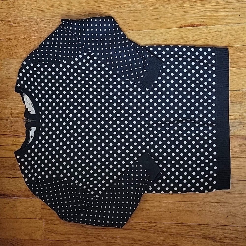 Navy and White Polka-dot Sweater
